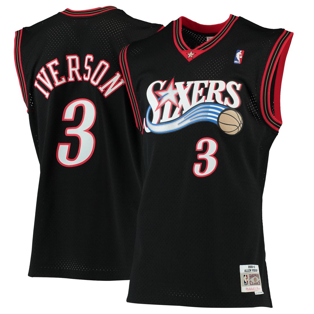 Philadelphia 76ers Allen Iverson Mitchell & Ness 2000/01 Hardwood Classics Swingman Jersey - Black
