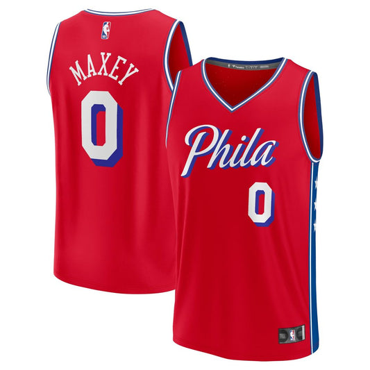 Philadelphia 76ers Tyrese Maxey Fanatics Fast Break Replica Player Jersey - Statement Edition - Red