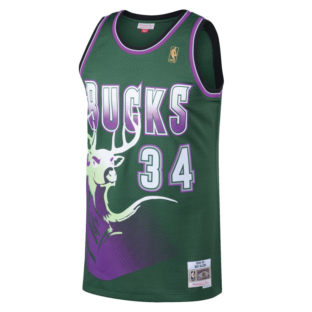 Milwaukee Bucks Ray Allen Mitchell & Ness 1996/97 Hardwood Classics Swingman Jersey - Kelly Green