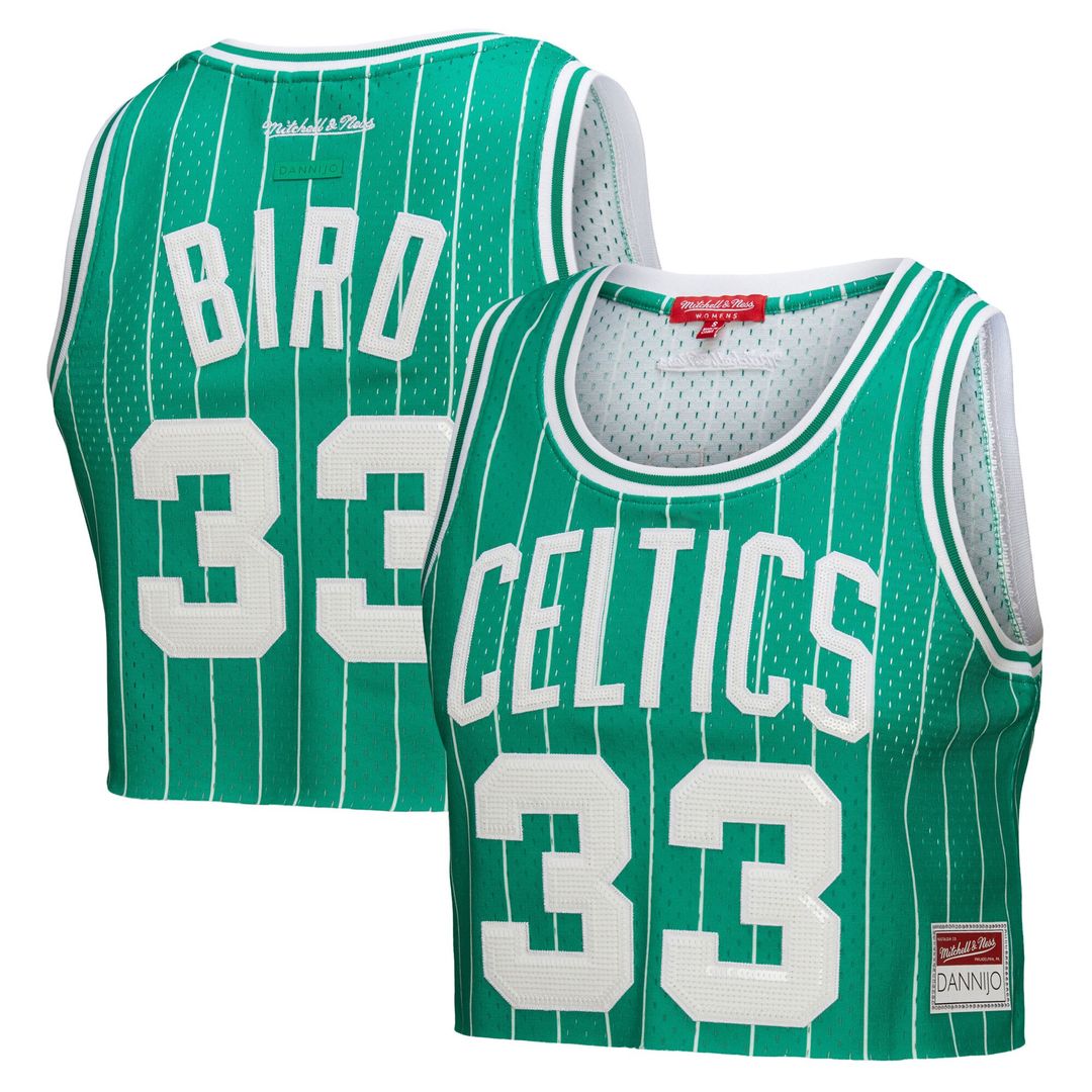 Boston Celtics Larry Bird Mitchell & Ness x DANNIJO Women's Fashion Cropped Basketball Jersey - Kelly Green