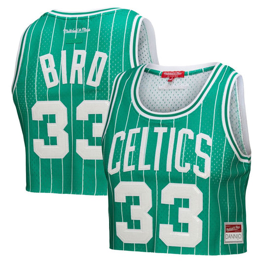 Boston Celtics Larry Bird Mitchell & Ness x DANNIJO Women's Fashion Cropped Basketball Jersey - Kelly Green