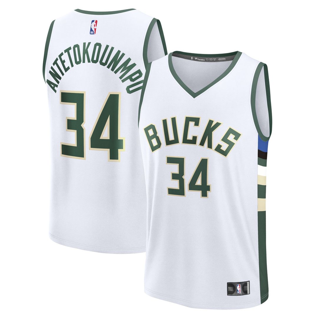 Milwaukee Bucks Giannis Antetokounmpo Fanatics Fast Break Replica Player Jersey - Association Edition - White