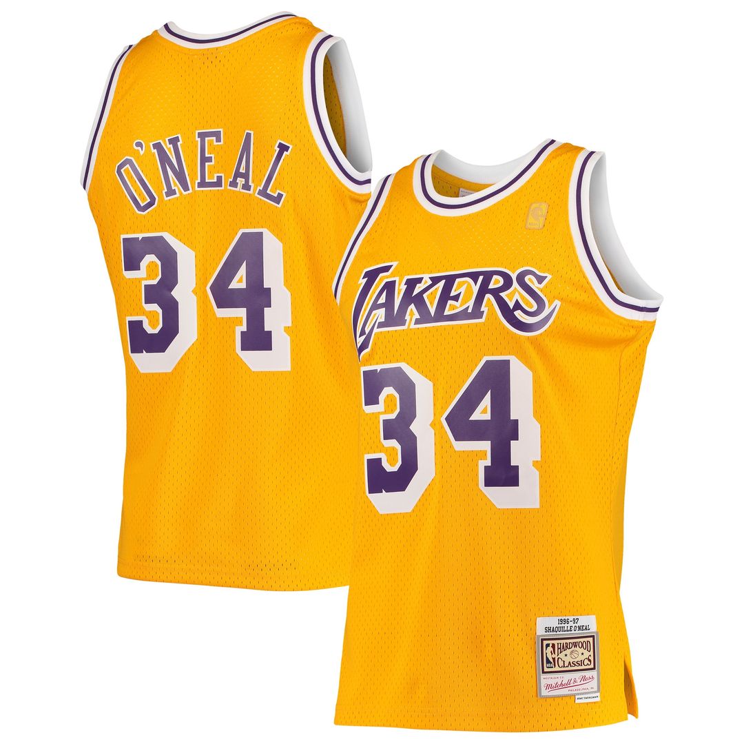 Los Angeles Lakers Shaquille O'Neal Mitchell & Ness 1996/97 Hardwood Classics Swingman Jersey - Gold