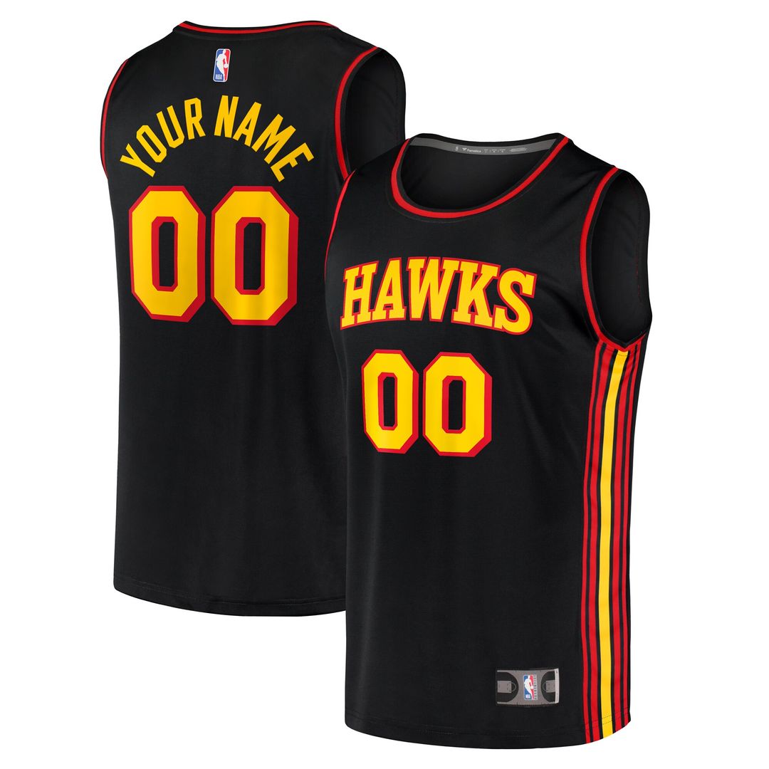 Atlanta Hawks Fanatics Youth Fast Break Replica Custom Jersey - Statement Edition - Black