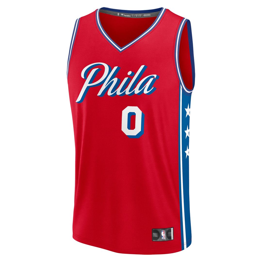 Philadelphia 76ers Tyrese Maxey Fanatics Fast Break Replica Player Jersey - Statement Edition - Red