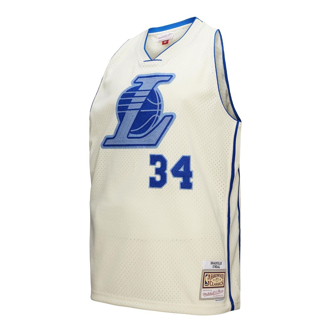 Los Angeles Lakers Shaquille O'Neal Mitchell & Ness Chainstitch Swingman Jersey - Cream