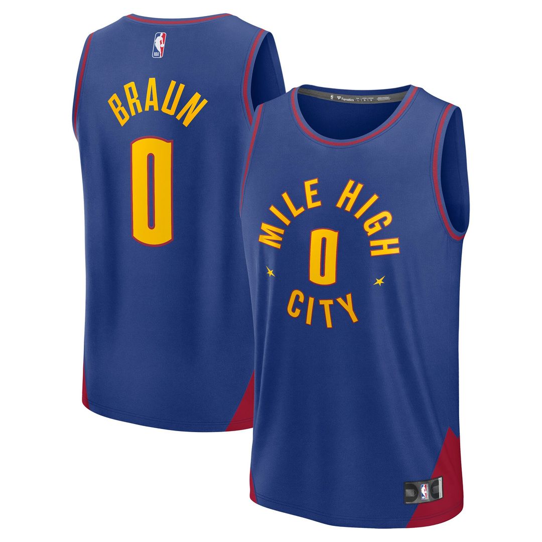 Denver Nuggets Christian Braun Fanatics Fast Break Replica Player Jersey - Statement Edition - Blue